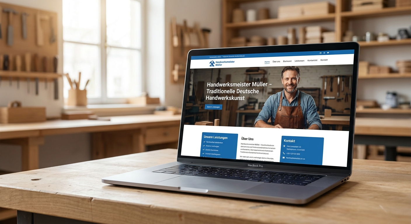 Webseiten-Mockup für einen hanseatischen Handwerksbetrieb